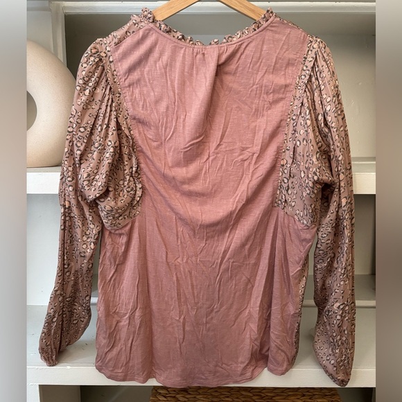 Anthropologie Dolan Miramar Leopard Print Top Blouse Pink Medium Women's - Picture 7 of 8